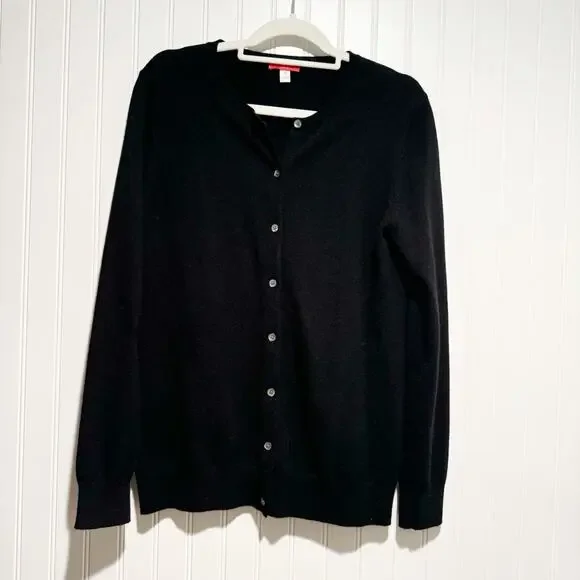 Jennie Liu Black Cashmere Cardigan Sweater Size Medium - Picture 2 of 5